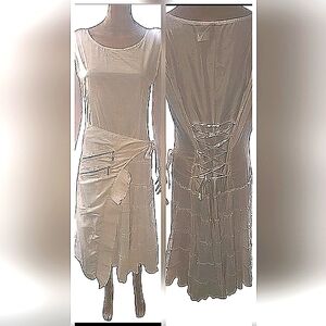 Jerry T White Sleeveless Dress with Ruffle Bottom Detail M